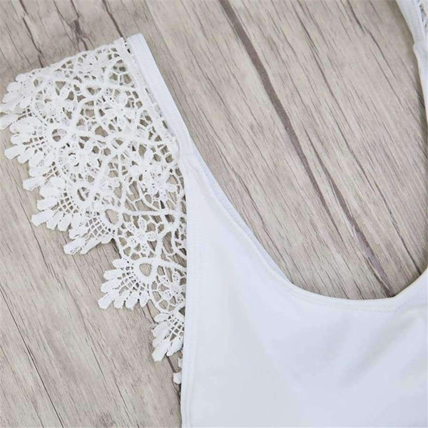 Planet Gates White / S Women Lace Swimsuit Summer Beach Wear 2018 High Waist Monokini Push Up One Piece Backless Bathing Suits White Swimwear XL