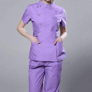 Planet Gates White / S Womens Nurse Medical Clothing Hospital Surgical Suits Scrubs Nursing Uniforms Beauty Salon Female Short Sleeve Coat+Pants