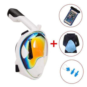 Planet Gates white set 1 / S/M Mask Scuba Mask Underwater Anti Fog Full Face Snorkeling Mask Women Men Swimming Snorkel Diving Equipment