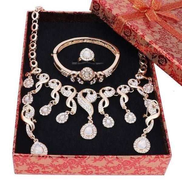 Planet Gates White Set Add Box Jewelry Sets For Women Dress Accessories Wedding Bridal Necklace Earrings Bracelet Ring Sets
