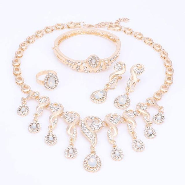 Planet Gates White Set Jewelry Sets For Women Dress Accessories Wedding Bridal Necklace Earrings Bracelet Ring Sets