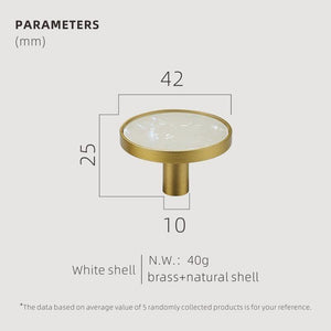 Brass Furniture Handles Shell Simple Nordic Pastoral Wardrobe Dresser Knobs Cupboard Cabinet Drawer Round Colorful Pulls