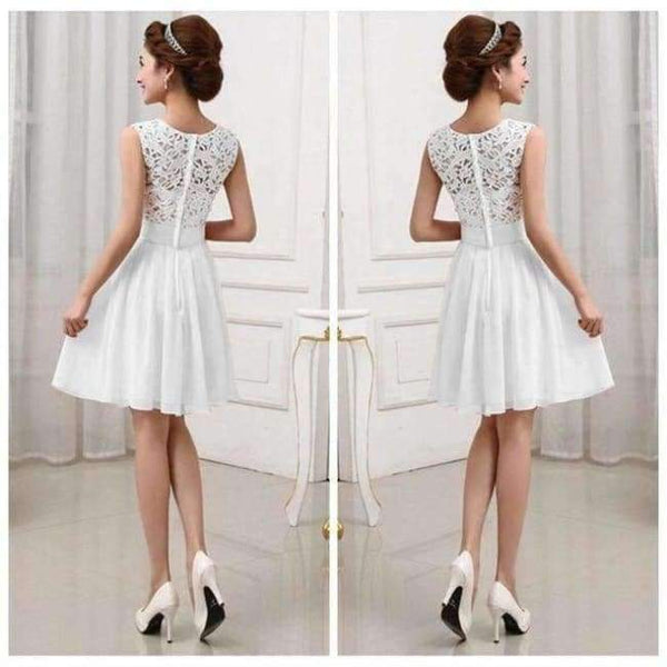 Planet Gates White short dress / XXL Girl Long Wedding Party Dress 2018 Women White Hollow Bridesmaid Half Sleeve Pleated Chiffon Maxi Lace Dresses New Autumn