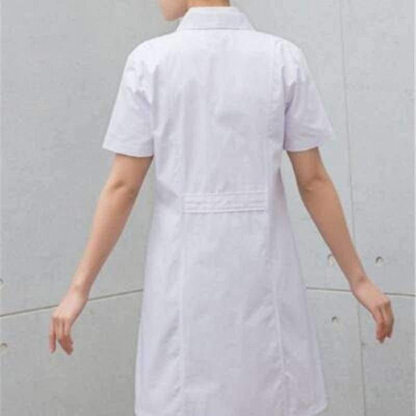 Planet Gates White Short Sleeve Lab Coat Cotton Doctors Scientist Women Nurse Uniform Dress Costume Medical Clothing 903-227