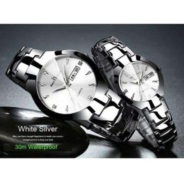 Planet Gates Бял сребърен чифт KEEP IN TOUCH Марка Луксозни Lover Часовници Кварцов Календар Рокля Дамски Мъжки Часовник Двойки Ръчен Часовник Relojes Hombre 2017 С Кутия