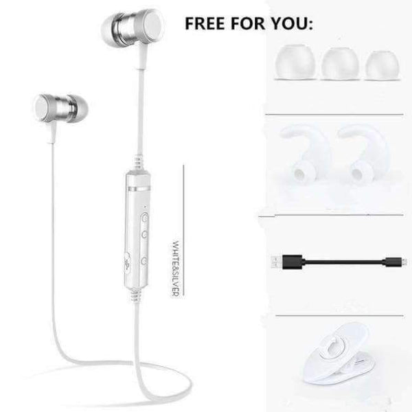 Planet Gates WHITE SILVER / Russian Federation Bluetooth Earphone Sweatproof Sports Wireless Earphones With MIC Bluetooth Headphones For Phones iPhone Xiaomi