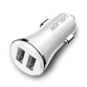 Planet Gates White Silver USLION Mini Dual USB Car Charger for Phone 2 Port USB Fast Car-Charger for iPhone 7 XR XS MAX Car Phone Charger Adapter in Car