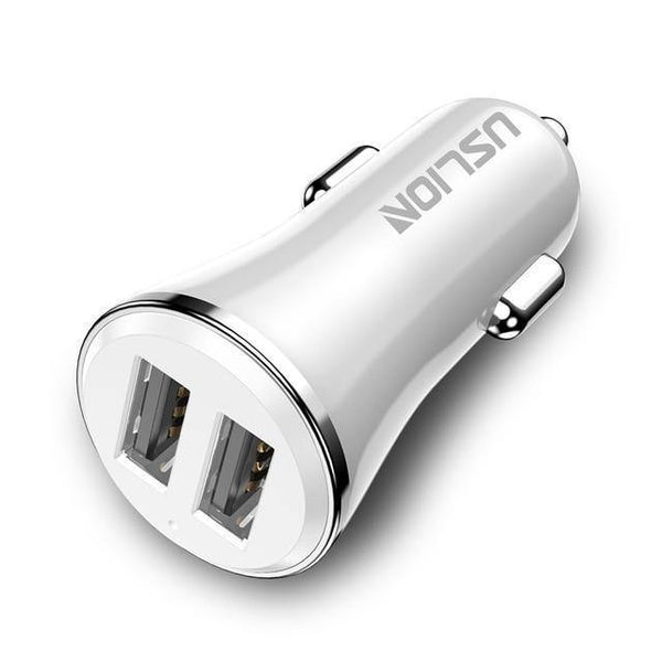 Planet Gates White Silver USLION Mini Dual USB Car Charger for Phone 2 Port USB Fast Car-Charger for iPhone 7 XR XS MAX Car Phone Charger Adapter in Car