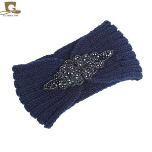 Planet Gates white / Size fits all New Women knitted headband Metal Jewel Accessory Winter Floral Turban crochet headwrap Beanie Headband hair accessories