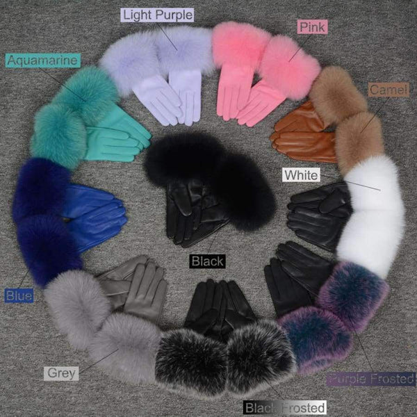Planet Gates White / Size M Jancoco Max* 10 Colours 2018 Genuine Leather Glove New Arrival Real Sheepskin & Fox Fur Gloves Women's Fashion Style S7200