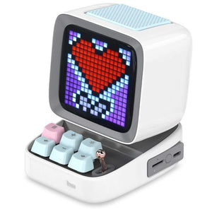Planet Gates White / Speaker Retro Pixel Art Bluetooth Portable Speaker Alarm Clock DIY LED Screen By APP Electronic Gadget Gift Home Decoration