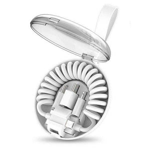 Planet Gates White Spring Telescopic Data Cable Universal Mobile Phone Charging Adapter Spring Charging Cable For Apple Type-C Android usb