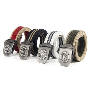 Planet Gates White Stripe Man Buckle High Quality Designer Brand Belt For Men Casual Style Tactical Belt For Jeans 120cm