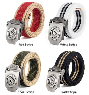 Planet Gates White Stripe Man Buckle High Quality Designer Brand Belt For Men Casual Style Tactical Belt For Jeans 120cm