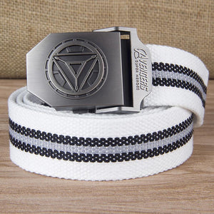 Planet Gates White Stripe Man Buckle High Quality Designer Brand Belt For Men Casual Style Tactical Belt For Jeans 120cm