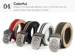 Planet Gates White Stripe Man Buckle High Quality Designer Brand Belt For Men Casual Style Tactical Belt For Jeans 120cm