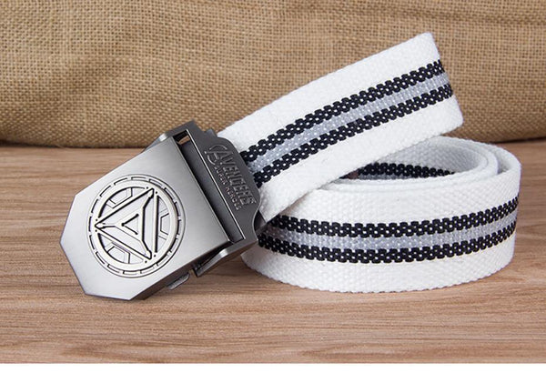 Planet Gates White Stripe Man Buckle High Quality Designer Brand Belt For Men Casual Style Tactical Belt For Jeans 120cm