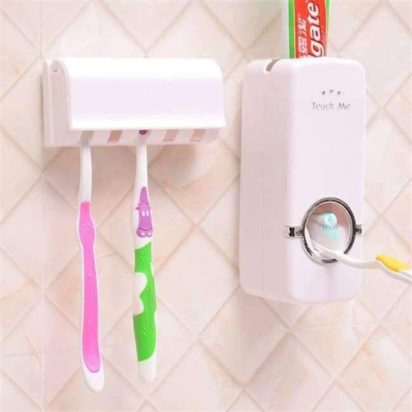 Planet Gates white Tooth Paste Squeezer Dispenser with Toothbrush Holder Bathroom Products Automatic Set Tooth Brush Accessories Toothbrush Holder