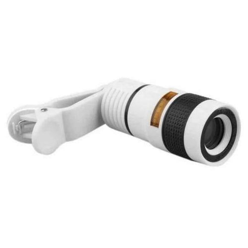 Planet Gates White Tripod with Cell Phone Telescope Telephoto Camera Lens 8X Zoom Manual Focus Clip-on Camera Lens for iPhone Samsung