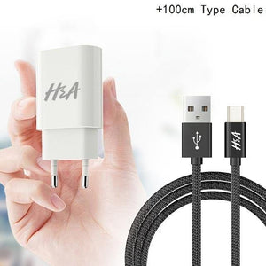 Planet Gates White Type C H&A Universal Portable USB Charger EU Mobile Phone Charger Wall Adapter Travel Charger USB Cable For Huawei For Samsung S9 S8