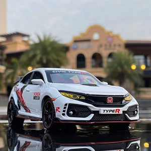 Planet Gates White Tyre 1/32 HONDA Civic Type R FK8 Alloy Car Model Diecast Metal Simulation Toy Vehicles Car Model Sound Light Collection Kids Toy Gift