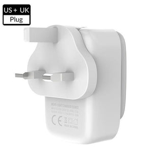 Planet Gates White / UK TOPK 5V 3.4A(Max) 3-Port LED Lamp USB Charger Adapter 2-IN-1 Travel Wall EU&US Auto-ID Mobile Phone Charger for iPhone Samsung