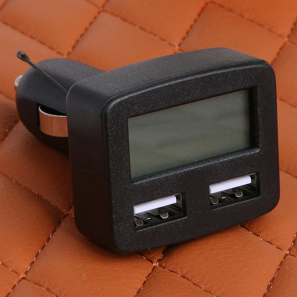 Planet Gates White / Universal Dual USB 5 in 1 Car Phone Charger 3A DC 5V Car Phone USB Charger With LCD Display Temperature Voltage Current Meter