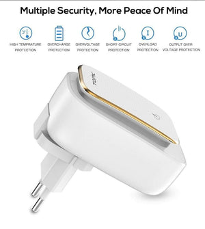 Planet Gates White / US and AU TOPK 3-Port Mobile Phone Charger 5V 3.4A(Max) Travel USB Charger for iPhone Xs Max 8 Samusung Phone Charger LED Lamp US EU AU UK