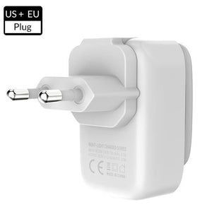 Planet Gates White / US and EU TOPK 3-Port Mobile Phone Charger 5V 3.4A(Max) Travel USB Charger for iPhone Xs Max 8 Samusung Phone Charger LED Lamp US EU AU UK