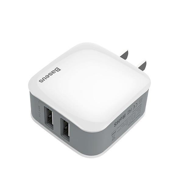 Baseus Universal Phone USB Charger Dual Ports Travel Wall Charger Adapter 2.4A EU US Plug Mobile Phone Charger For iPhone Tablet - Planet Gates