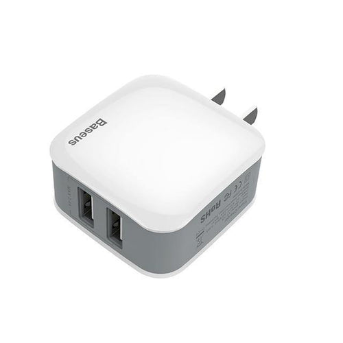 Planet Gates White / US Plug Baseus Universal Phone USB Charger Dual Ports Travel Wall Charger Adapter 2.4A EU US Plug Mobile Phone Charger For iPhone Tablet