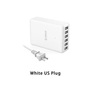 Planet Gates White US Plug Universal USB Charger 6 Ports Smart Charger 5V2.4A Max Output 50W/10A Mobile Phone Desktop Charger for iPhone Nexus Xiaomi