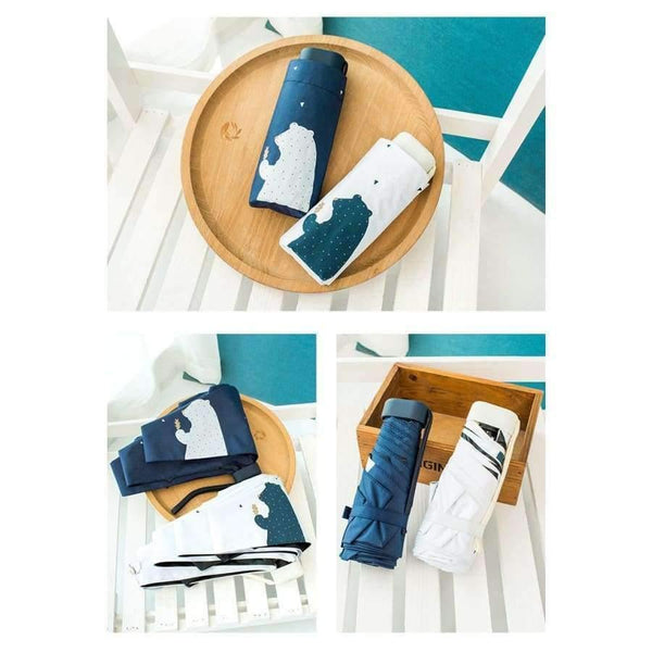 Planet Gates white UV Protect Umbrella Mini Pocket Compact Folding Sun Uv Rain 5 Light Anti Small New Travel