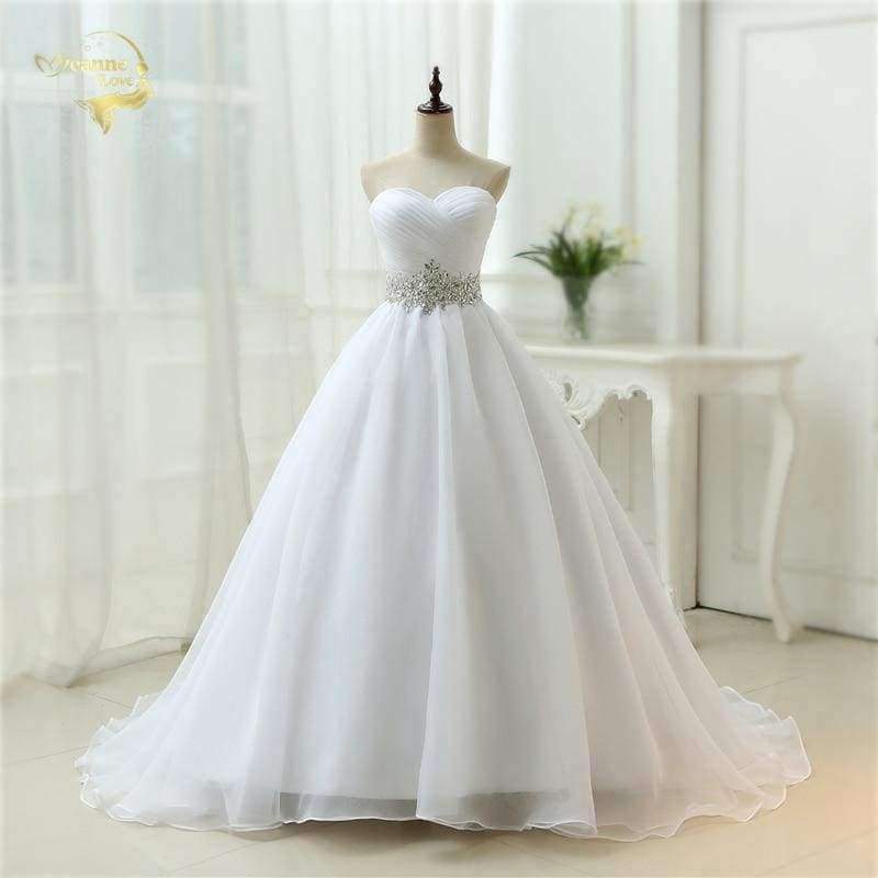 Planet Gates White Vestido De Noiva 2018 New Design A line Perfect Belt Robe De Mariage Strapless Lace Up Wedding Dresses OW 7799