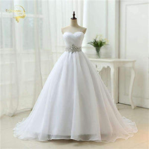 Planet Gates White Vestido De Noiva 2018 New Design A line Perfect Belt Robe De Mariage Strapless Lace Up Wedding Dresses OW 7799