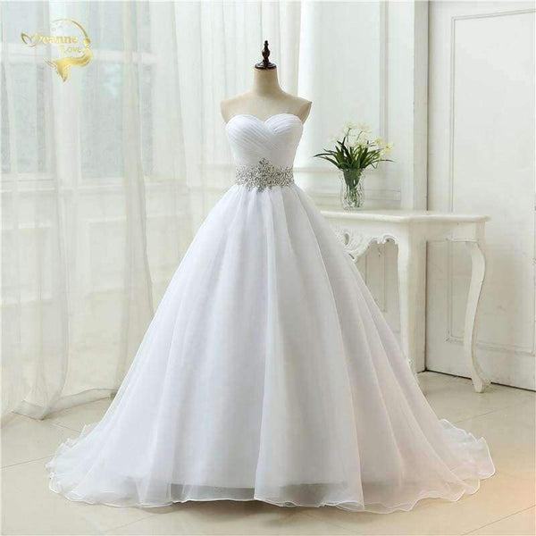 Planet Gates White Vestido De Noiva 2018 New Design A line Perfect Belt Robe De Mariage Strapless Lace Up Wedding Dresses OW 7799