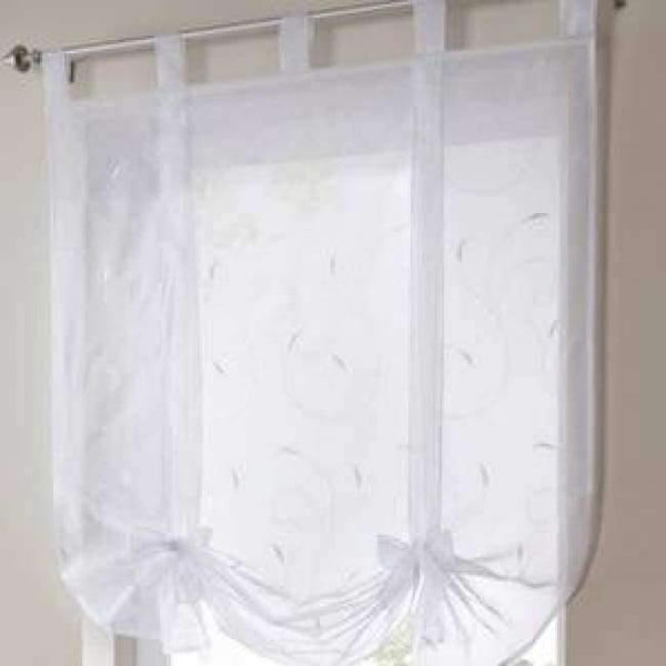 Planet Gates White / W60CM X L140CM Roman shade European embroidery style tie up window curtain kitchen curtain voile sheer tab top window brand curtains cortinas
