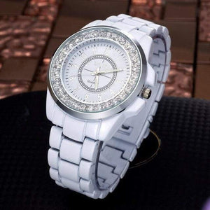 Planet Gates White Watch Korea Style Round Dial Crystal Fashion Quartz Wristwatch Black&White Alloy Bracelet Watch Unisex masculino relojes