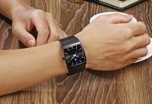 Planet Gates White Watch Men Square Waterproof Business Men's Watches Luxury Black Steel Strap Sport Wrist Watch Male Clock