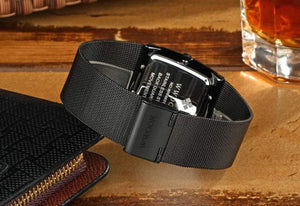 Planet Gates White Watch Men Square Waterproof Business Men's Watches Luxury Black Steel Strap Sport Wrist Watch Male Clock