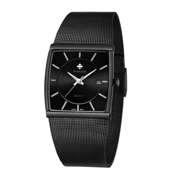 Planet Gates White Watch Men Square Waterproof Business Men's Watches Luxury Black Steel Strap Sport Wrist Watch Male Clock