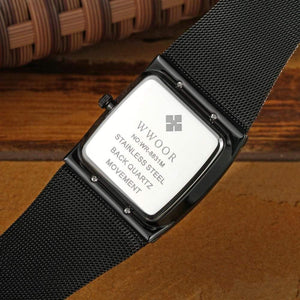 Planet Gates White Watch Men Square Waterproof Business Men's Watches Luxury Black Steel Strap Sport Wrist Watch Male Clock