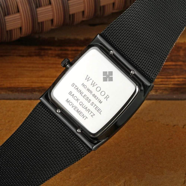 Planet Gates White Watch Men Square Waterproof Business Men's Watches Luxury Black Steel Strap Sport Wrist Watch Male Clock