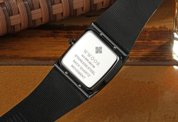 Planet Gates White Watch Men Square Waterproof Business Men's Watches Luxury Black Steel Strap Sport Wrist Watch Male Clock