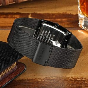 Planet Gates White Watch Men Square Waterproof Business Men's Watches Luxury Black Steel Strap Sport Wrist Watch Male Clock