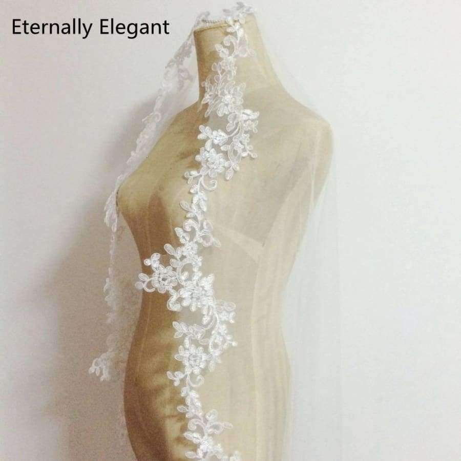 Planet Gates White White/Ivory Wedding Veil 5m Long Comb Lace Mantilla Cathedral Bridal Veil Wedding Accessories Veu De Noiva Real Photos MD30