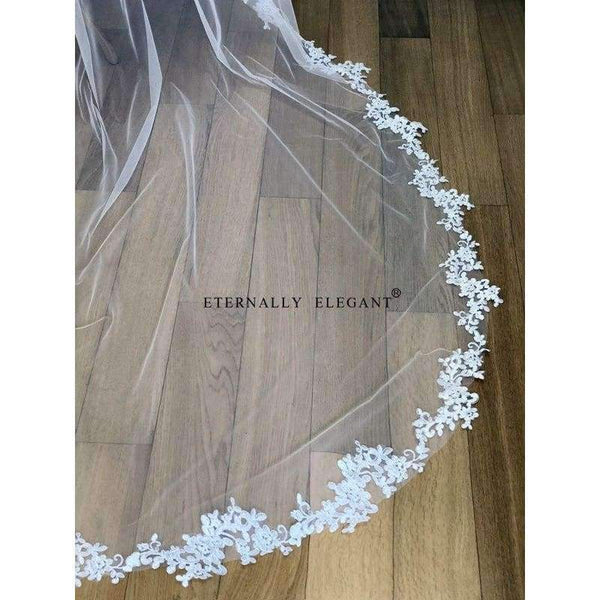 Planet Gates White White/Ivory Wedding Veil 5m Long Comb Lace Mantilla Cathedral Bridal Veil Wedding Accessories Veu De Noiva Real Photos MD30