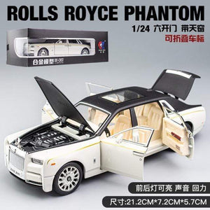 Planet Gates White with box 1:24 Rolls-Royce Phantom Car Model Simulation Sound and Light Pull Back Alloy Cullinan Decoration Boy Toy Car Collection Gifts