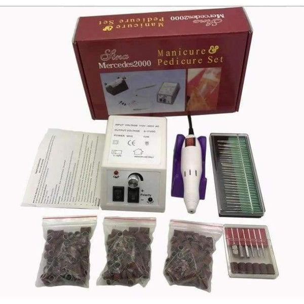 Planet Gates WHITE WITH BOX Electric Nail Art Drill Machine Manicure Pedicure Pen Tool Set Kit+30pcs nail drill bit+150pcs sanding bands