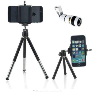 Planet Gates White with Tripod Tripod with Cell Phone Telescope Telephoto Camera Lens 8X Zoom Manual Focus Clip-on Camera Lens for iPhone Samsung